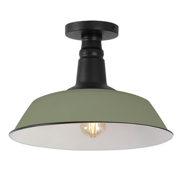 Camila 14" Classic Industrial Indoor/Outdoor Iron LED Semi Flush Mount